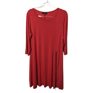 Comfy USA Jersey Shift Swing Dress Zipper Accent Soft Red Color Size Medium